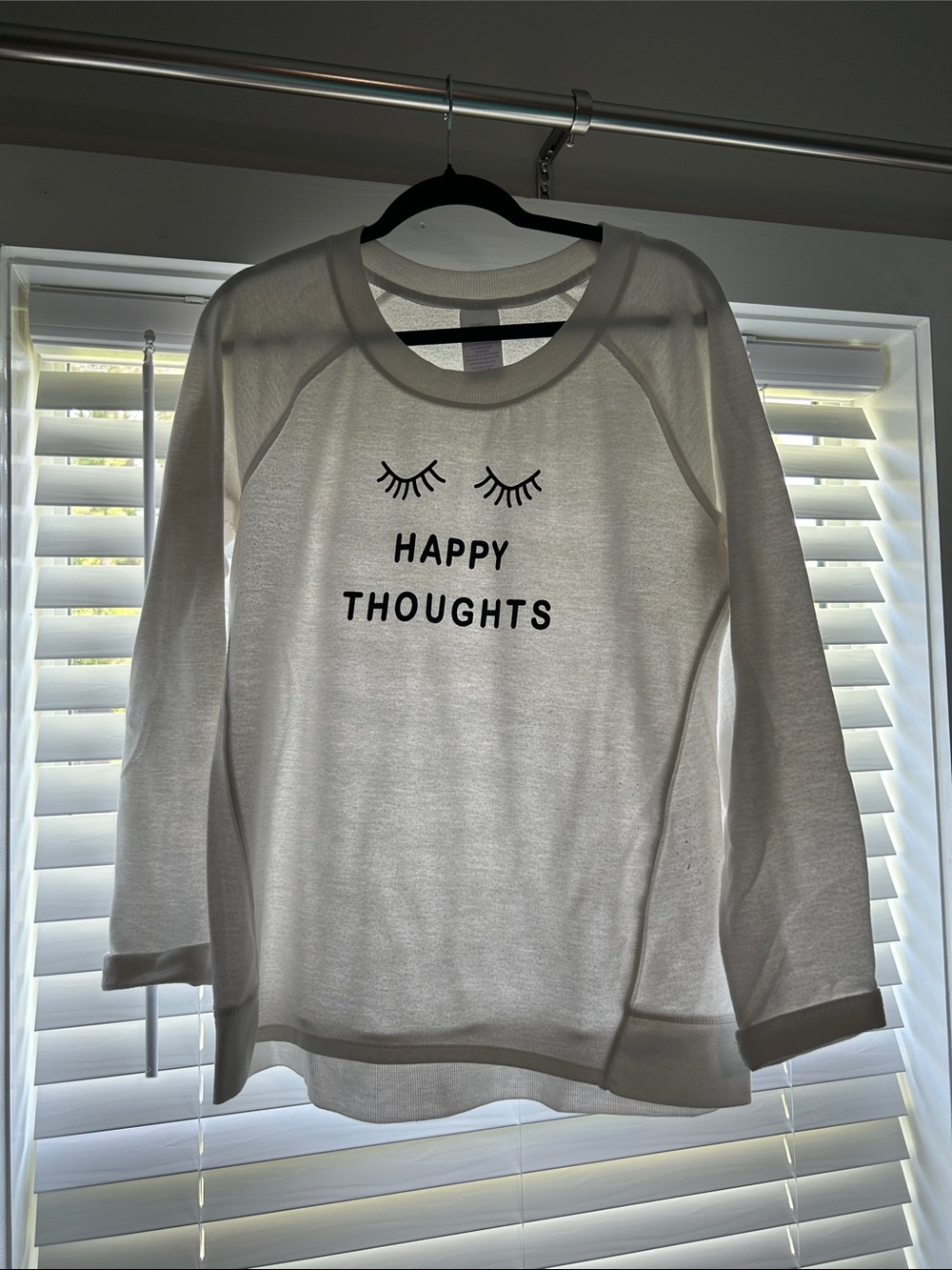 Secret Treasures White "Happy Thoughts" Crewneck Sweater